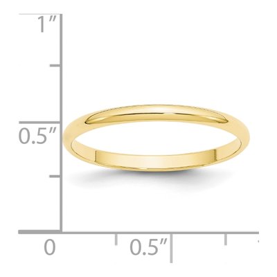 10K Yellow Gold 2mm Half Round Wedding Band – view 5