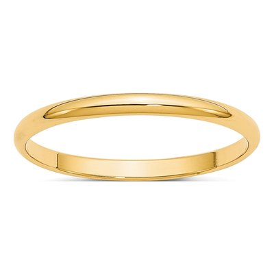 10K Yellow Gold 2mm Half Round Wedding Band