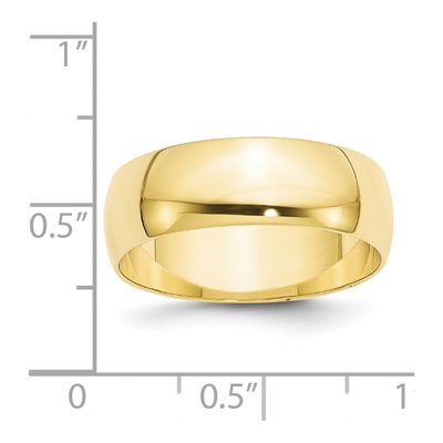 10K Yellow Gold 7mm Half Round Wedding Band – view 4