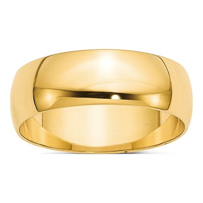 10K Yellow Gold 7mm Half Round Wedding Band