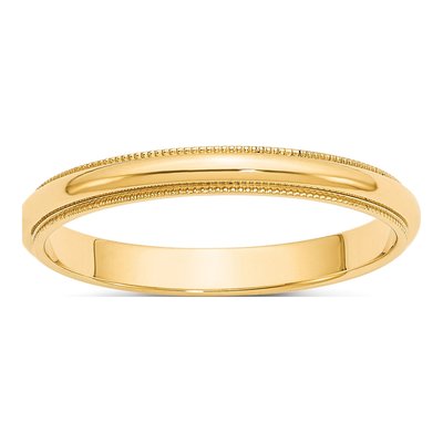 10K Yellow Gold 3mm Milgrain Wedding Band
