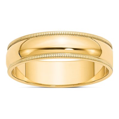 10K Yellow Gold 6mm Milgrain Wedding Band