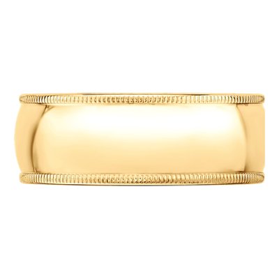 10K Yellow Gold 8mm Milgrain Wedding Band – view 4