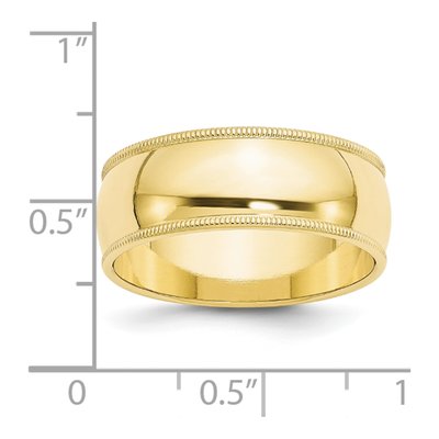 10K Yellow Gold 8mm Milgrain Wedding Band – view 5