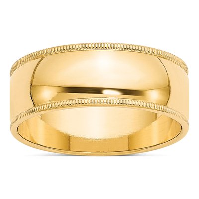 10K Yellow Gold 8mm Milgrain Wedding Band