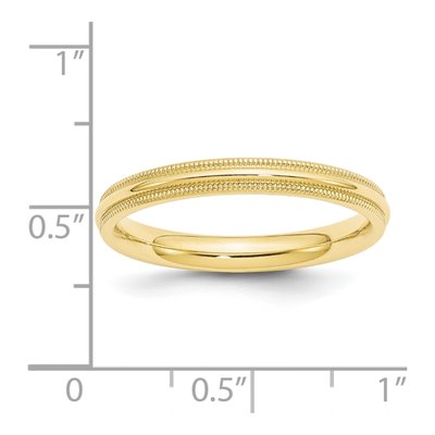 10K Yellow Gold 3mm Milgrain Comfort-Fit Wedding Band – view 2