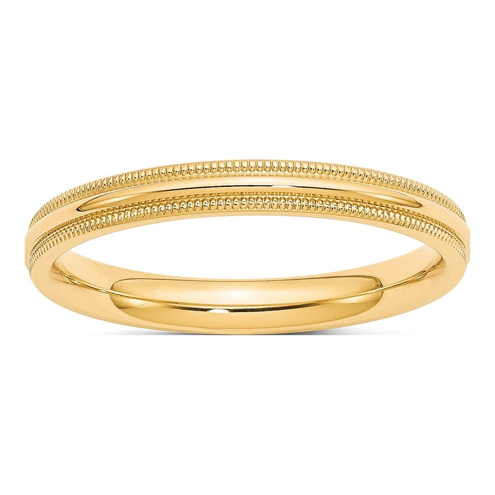 10K Yellow Gold 3mm Milgrain Comfort-Fit Wedding Band