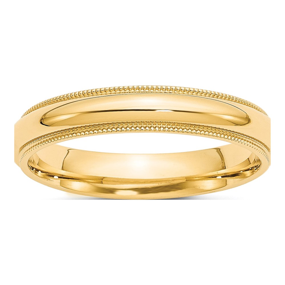 10K Yellow Gold 4mm Milgrain Comfort-Fit Wedding Band