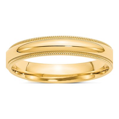 10K Yellow Gold 4mm Milgrain Comfort-Fit Wedding Band