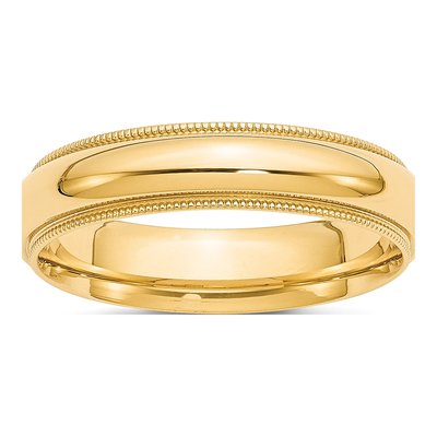 10K Yellow Gold 5mm Milgrain Comfort-Fit Wedding Band