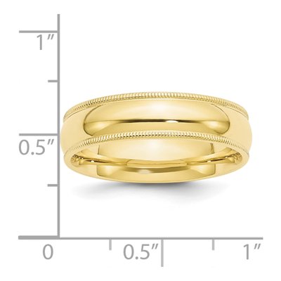 10K Yellow Gold 6mm Milgrain Half Round Comfort-Fit Wedding Band – view 2