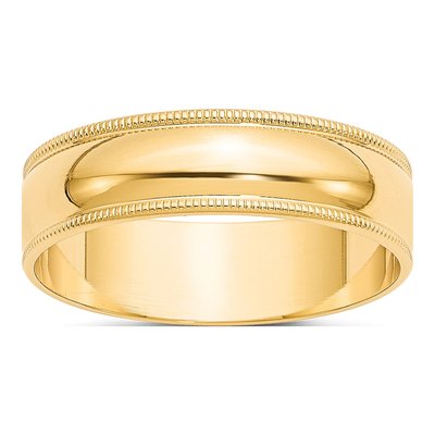 10K Yellow Gold 6mm Milgrain Wedding Band