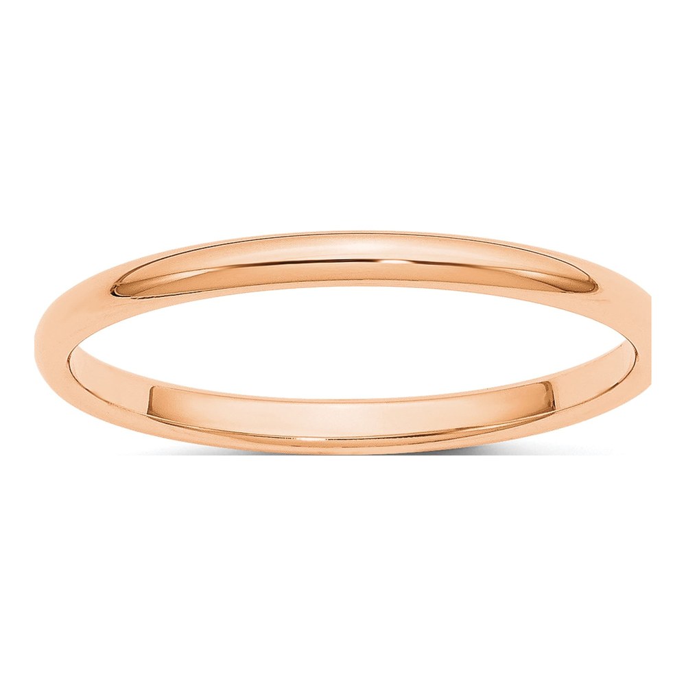 10K Rose Gold 2mm Half Round Wedding Band