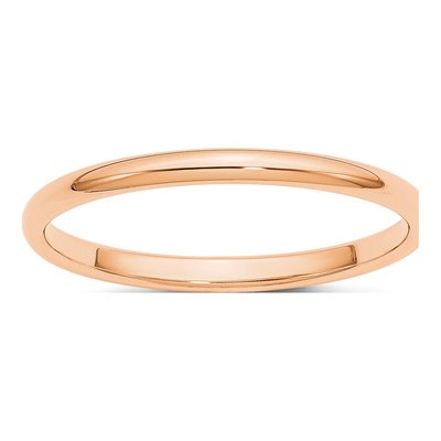 10K Rose Gold 2mm Half Round Wedding Band