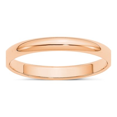 10K Rose Gold 3mm Half Round Wedding Band