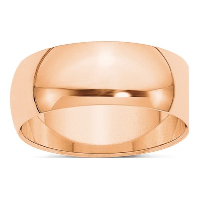 10K Rose Gold 8mm Half Round Wedding Band