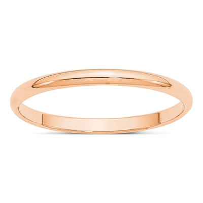 10K Rose Gold 2mm Half Round Wedding Band