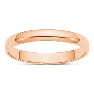 10K Rose Gold 3mm Half Round Wedding Band