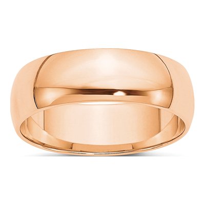 10K Rose Gold 6mm Half Round Wedding Band