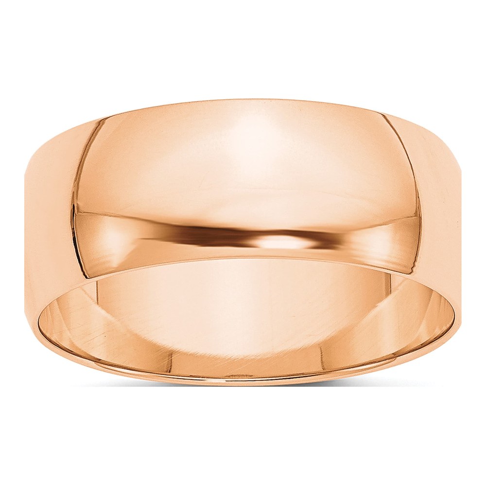 10K Rose Gold 8mm Half Round Wedding Band