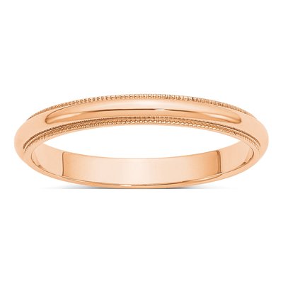 10K Rose Gold 3mm Milgrain Wedding Band
