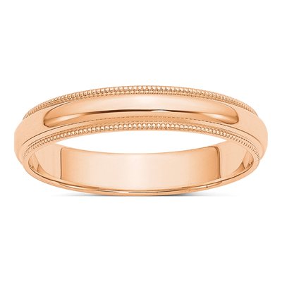 10K Rose Gold 4mm Milgrain Wedding Band
