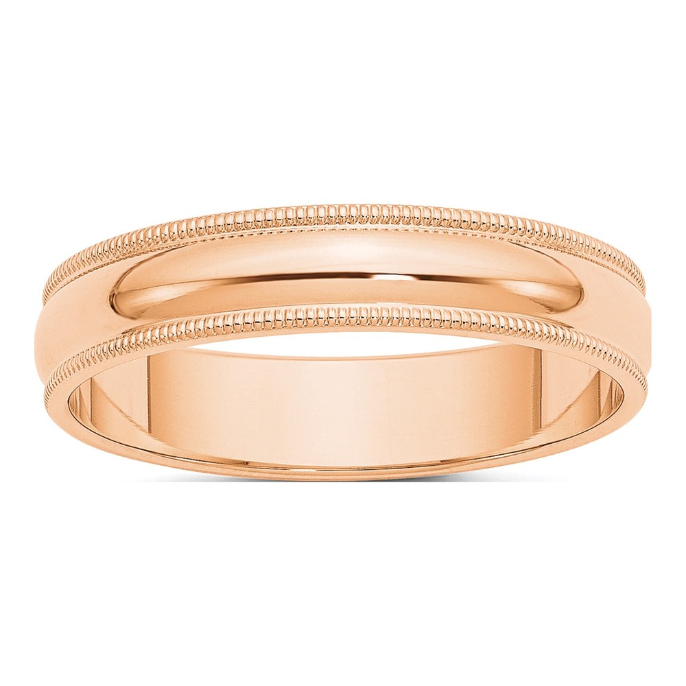 10K Rose Gold 5mm Milgrain Half Round Wedding Band