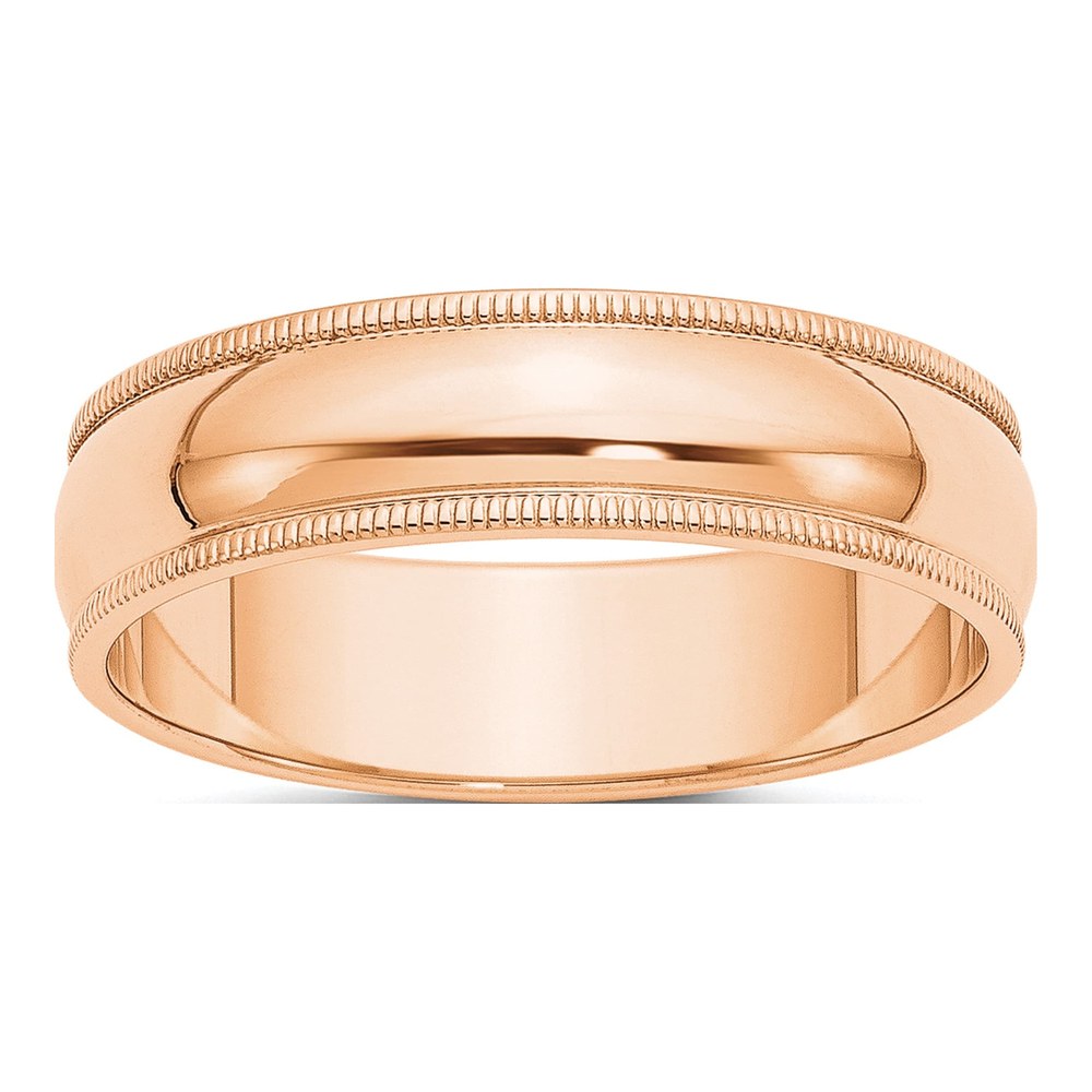 10K Rose Gold 6mm Milgrain Wedding Band