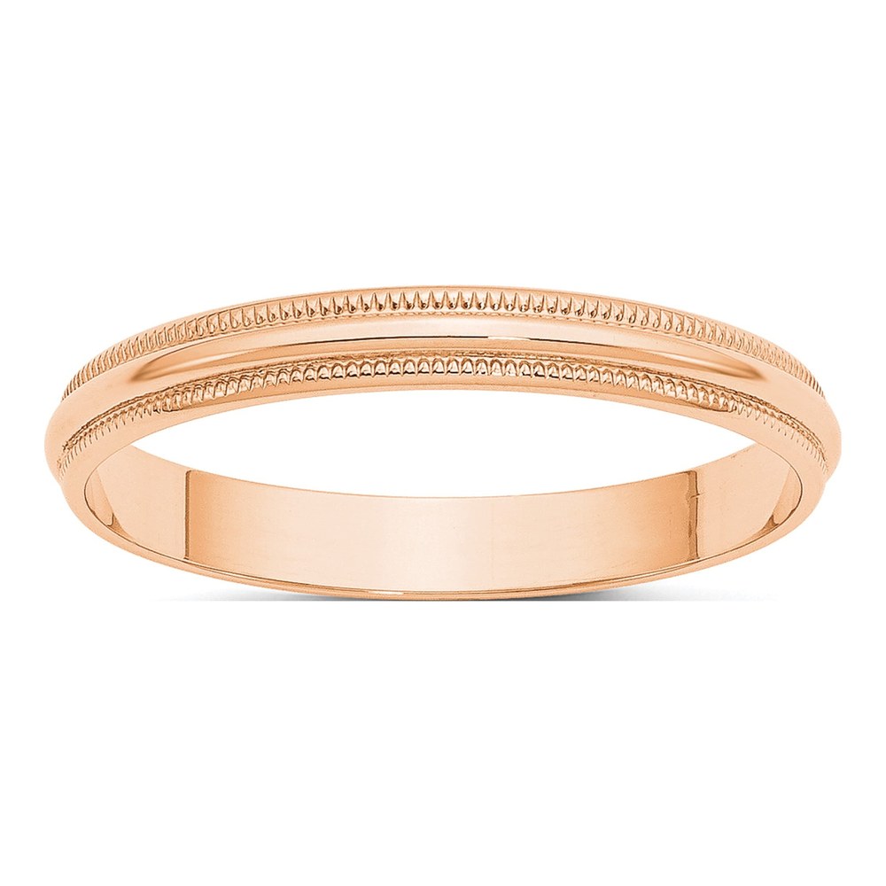 10K Rose Gold 3mm Milgrain Half Round Wedding Band