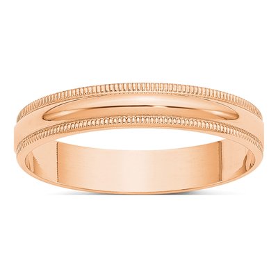 10K Rose Gold 4mm Milgrain Wedding Band