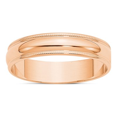 10K Rose Gold 5mm Milgrain Wedding Band