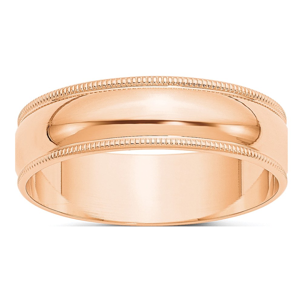 10K Rose Gold 6mm Milgrain Wedding Band