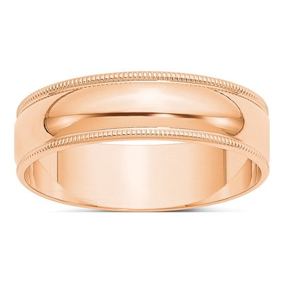 10K Rose Gold 6mm Milgrain Wedding Band