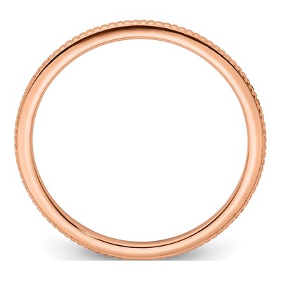 10K Rose Gold 1.2mm Beaded Stackable Band – view 3