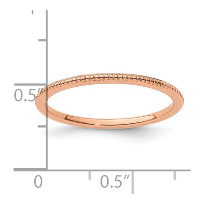 10K Rose Gold 1.2mm Beaded Stackable Band – view 6