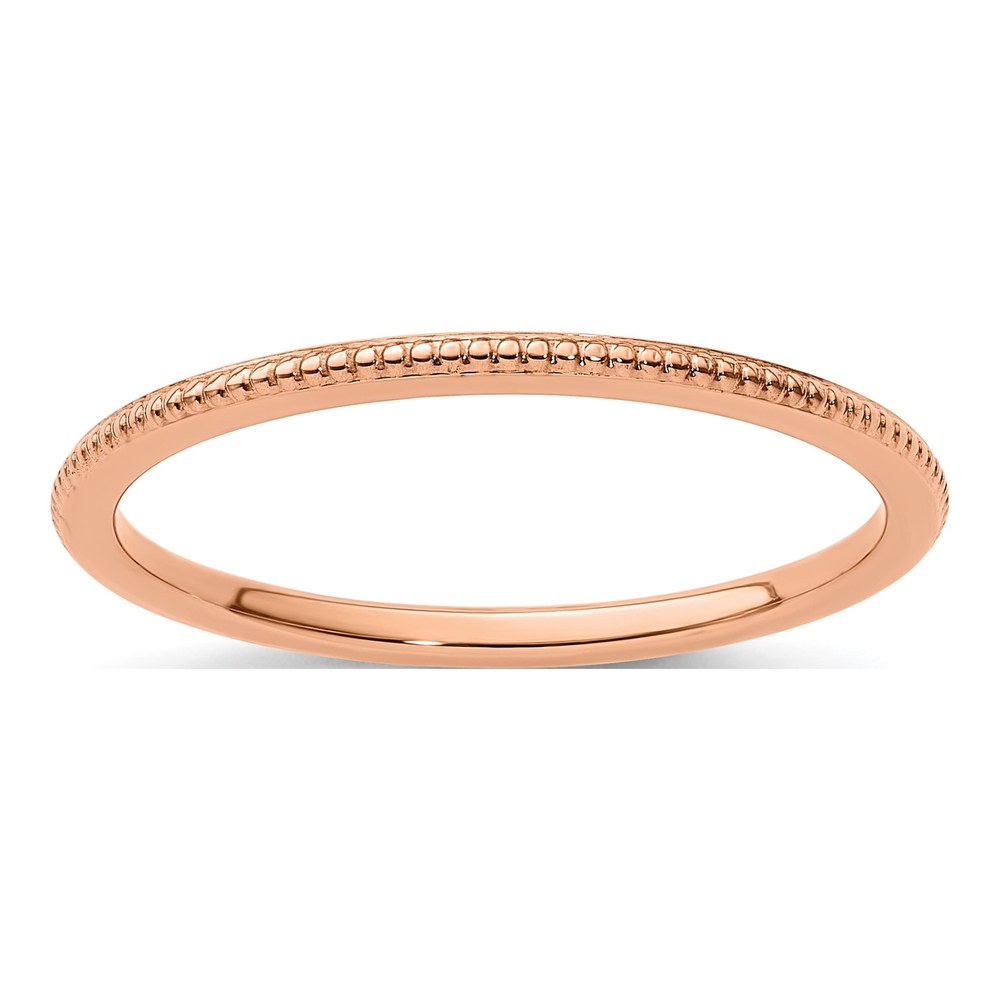 10K Rose Gold 1.2mm Beaded Stackable Band