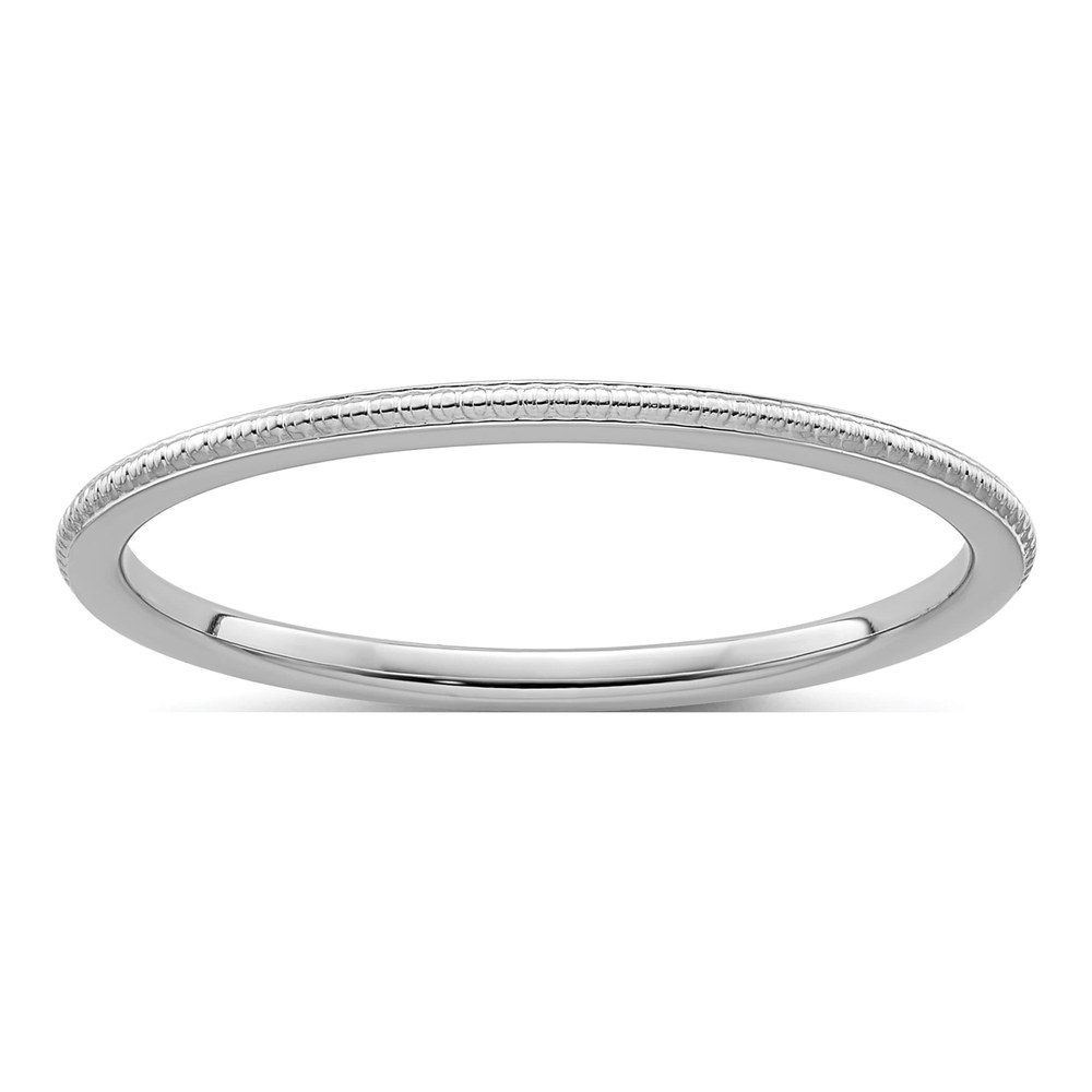 10K White Gold 1.2mm Beaded Stackable Band