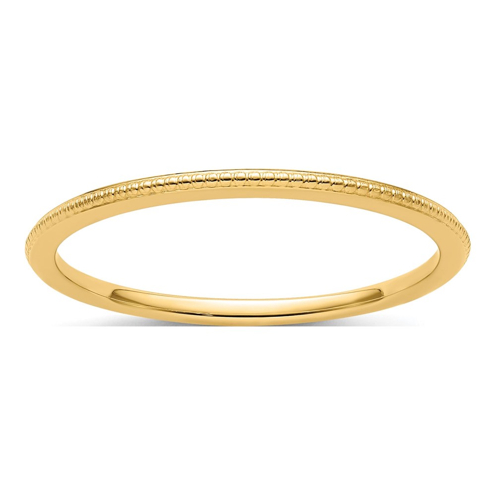 10K Yellow Gold 1.2mm Beaded Stackable Band