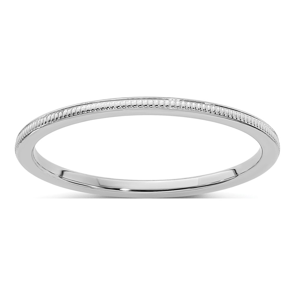 10K White Gold 1.2mm Milgrain Stackable Band