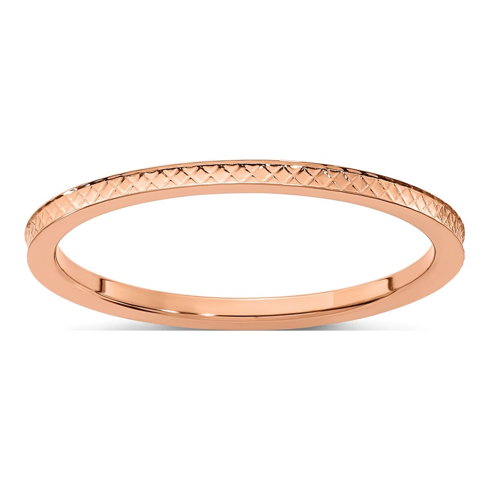 10K Rose Gold 1.2mm Criss-Cross Stackable Band