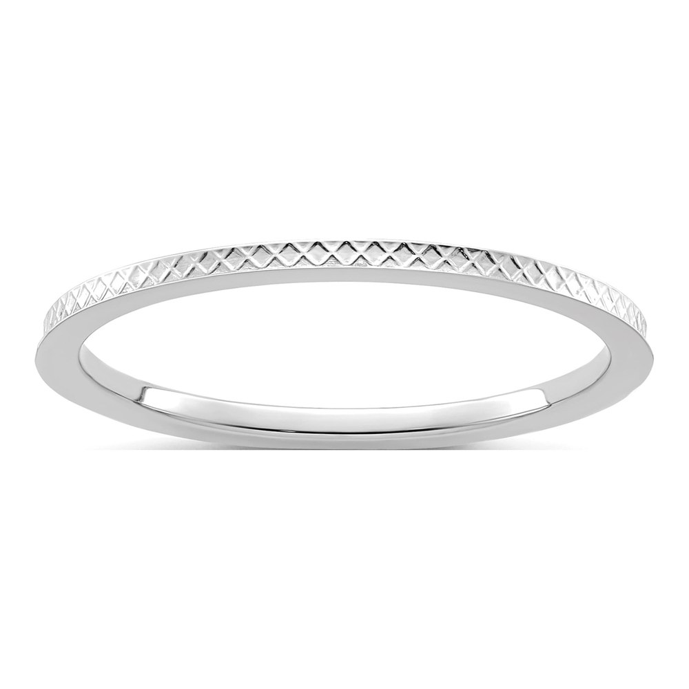 10K White Gold Criss-Cross Stackable Band Ring