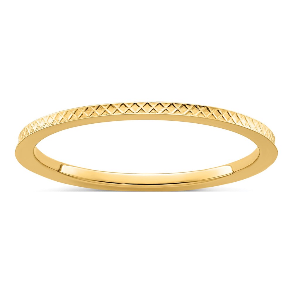 10K Yellow Gold 1.2mm Criss-Cross Stackable Band