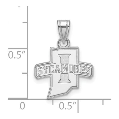 Indiana State University 10K White Gold Small Sycamores Pendant – view 2