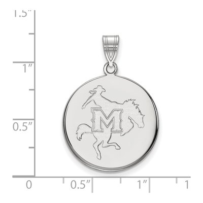 McNeese State University 10K White Gold Large Disc Pendant – view 2