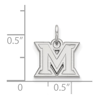 Miami University 10K White Gold Ohio Extra Small Letter M Pendant – view 2