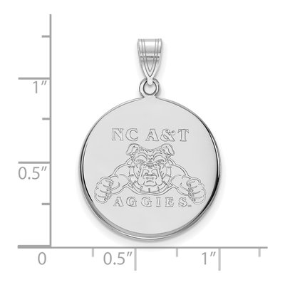 North Carolina A&T State University 10K White Gold Aggies Large Disc Pendant – view 2