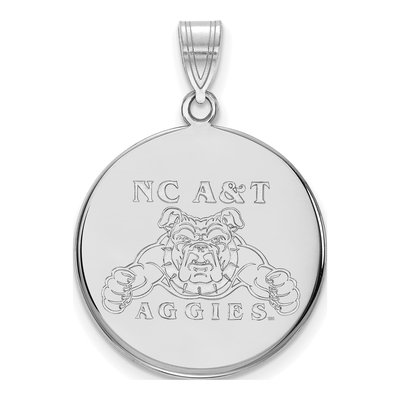 North Carolina A&T State University 10K White Gold Aggies Large Disc Pendant