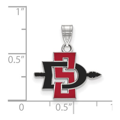 San Diego State University 10K White Gold Small Enameled Pendant – view 2