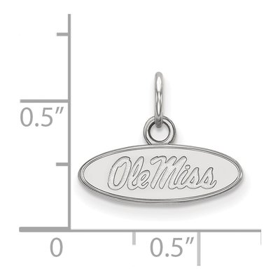 University of Mississippi 10K White Gold Ole Miss Extra Small Oval Pendant – view 2
