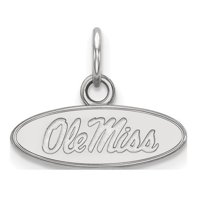 University of Mississippi 10K White Gold Ole Miss Extra Small Oval Pendant